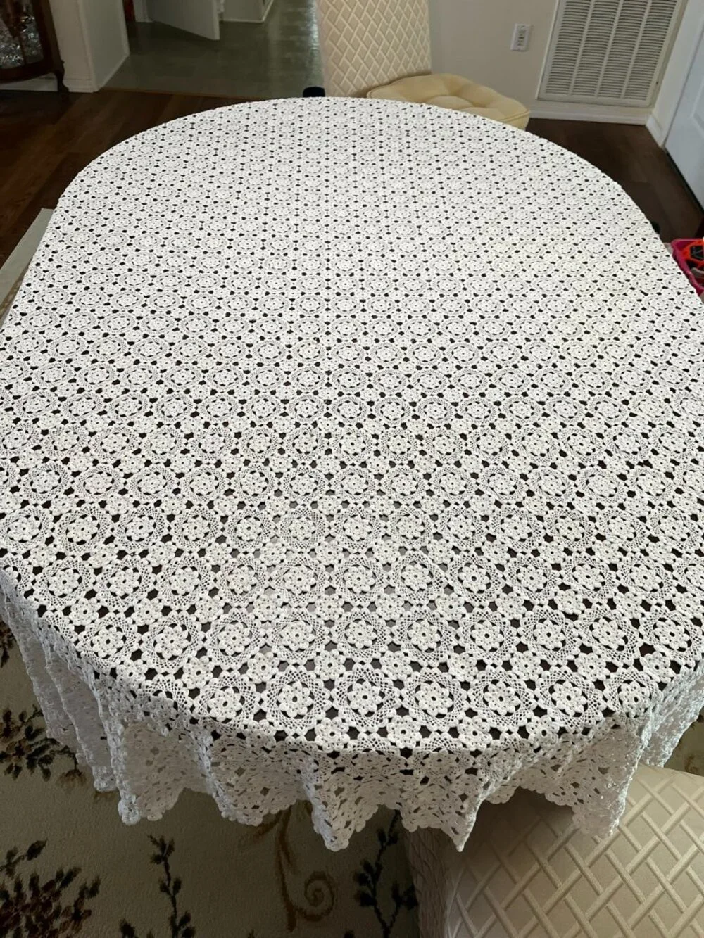 Vintage Handmade Crochet Tablecloth White 56